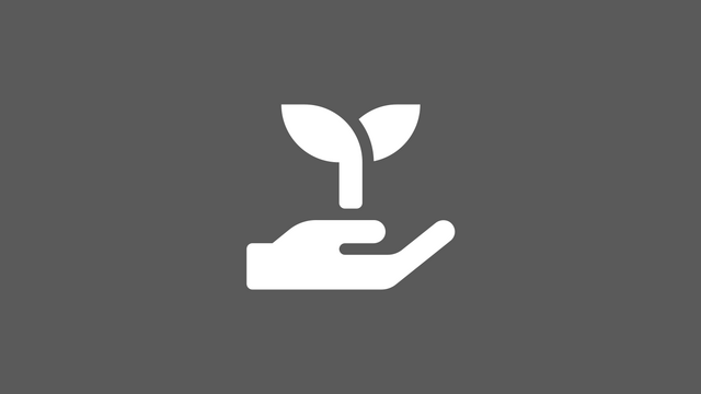 Thriving icon, hand with growing plant